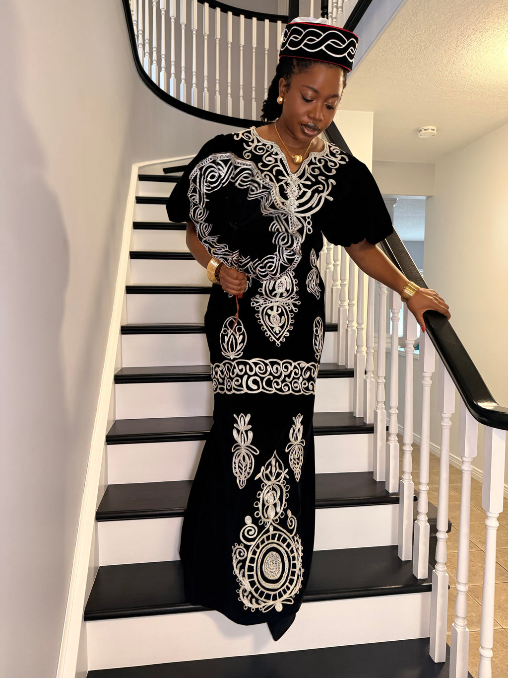 Royal Monochrome Embroidered Gown