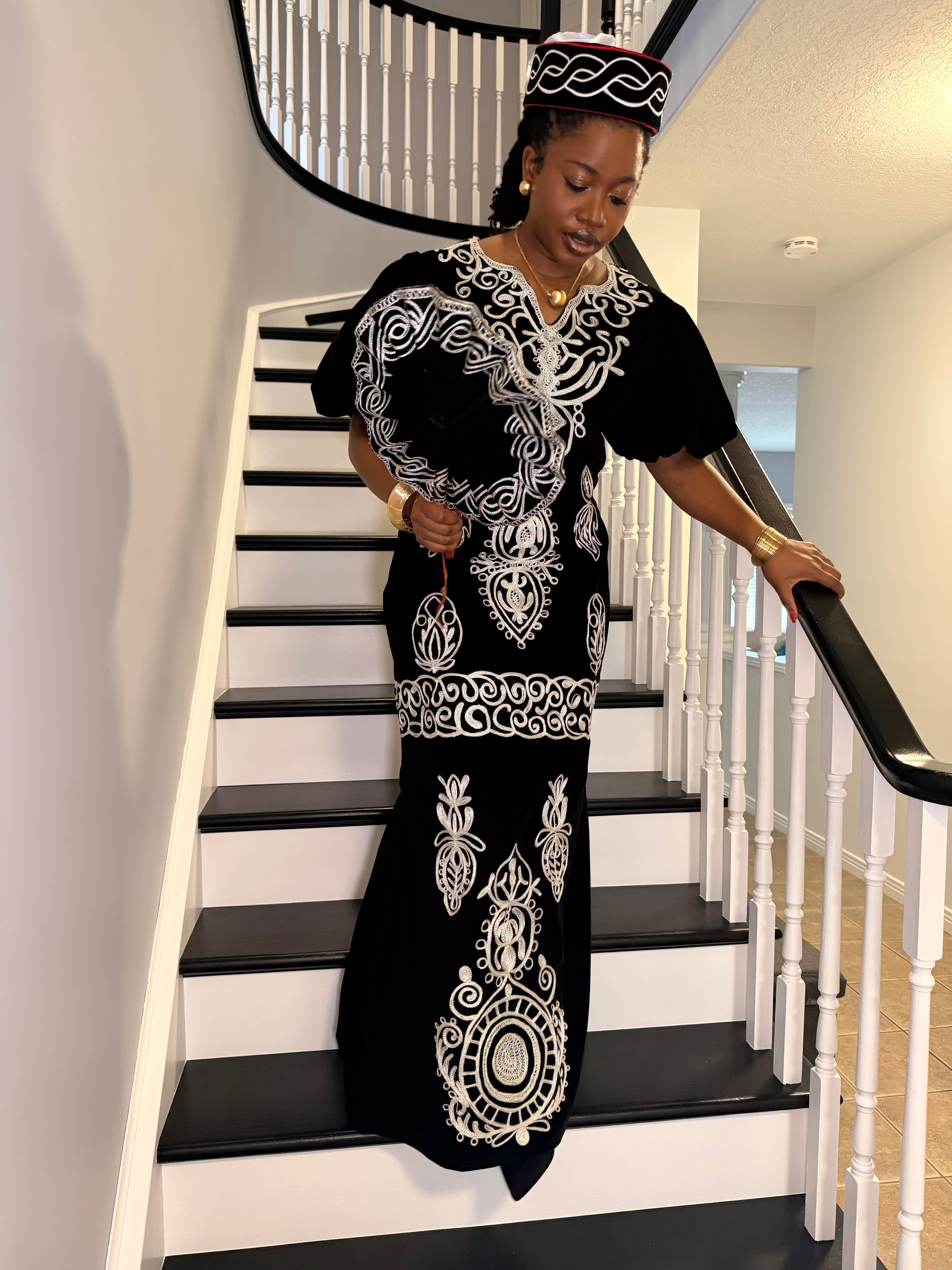 Royal Monochrome Embroidered Gown