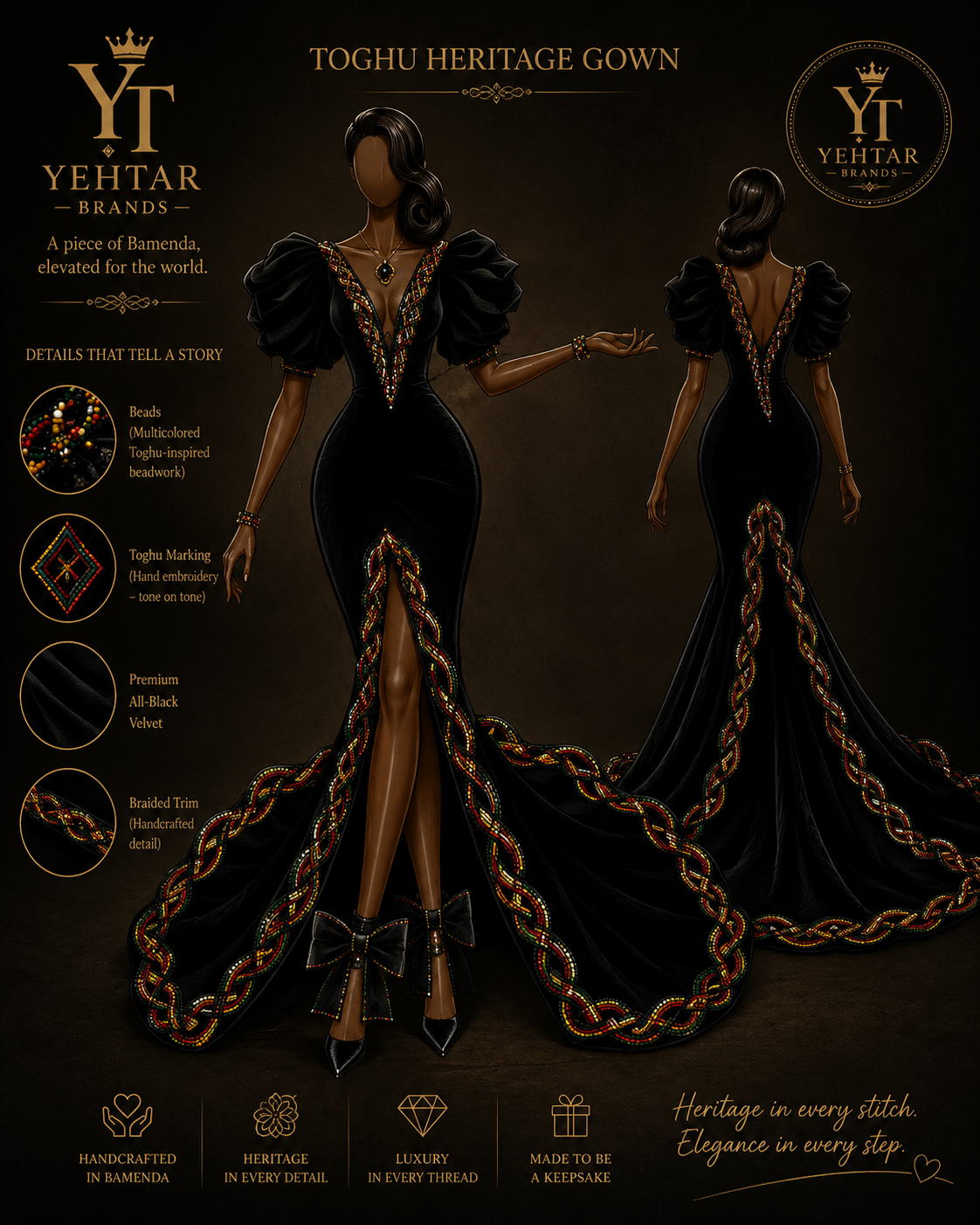 Midnight Empress Toghu Couture Gown – Royal Noir Edition