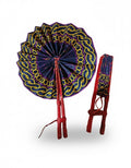 Foldable Toghu Hand Fan with Leather – Heritage Motifs | Handmade in Cameroon