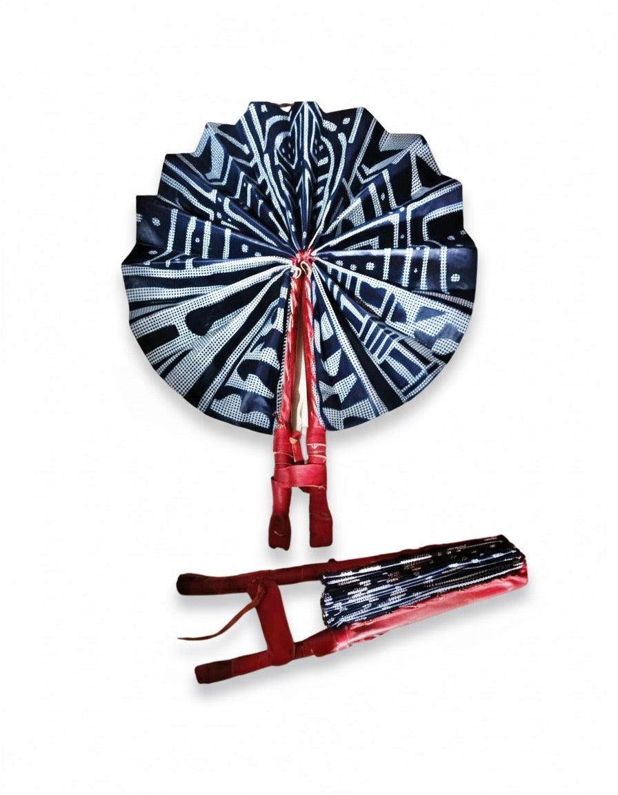 Foldable Bamilike Ndop Hand Fan – Heritage Motifs | Handmade in Cameroon