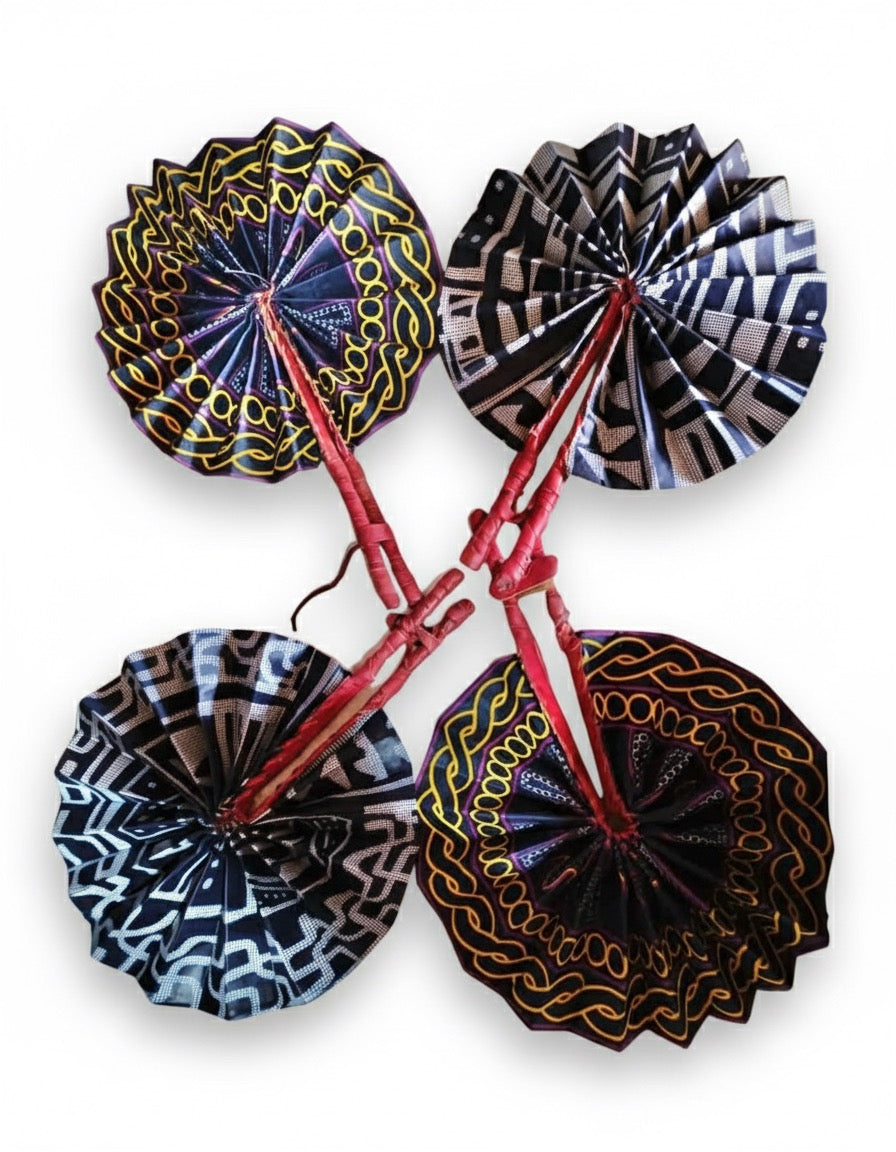 Foldable Toghu Hand Fan – Heritage Motifs | Handmade in Cameroon