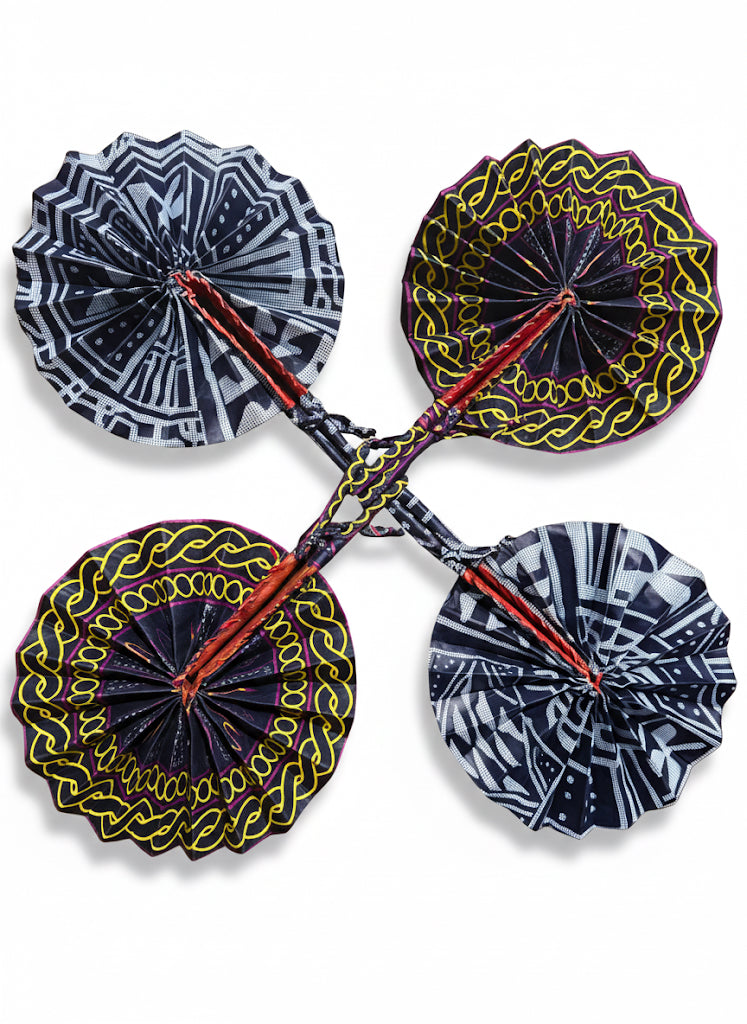 Foldable Bamilike Ndop Hand Fan – Heritage Motifs | Handmade in Cameroon