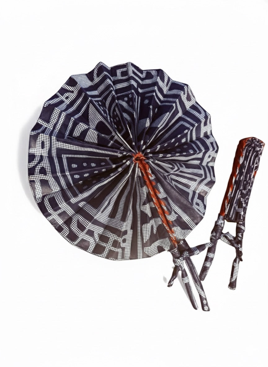 Foldable Bamilike Ndop Hand Fan – Heritage Motifs | Handmade in Cameroon