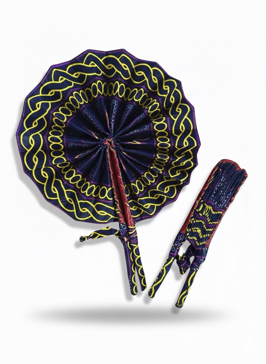 Foldable Toghu Hand Fan – Heritage Motifs | Handmade in Cameroon