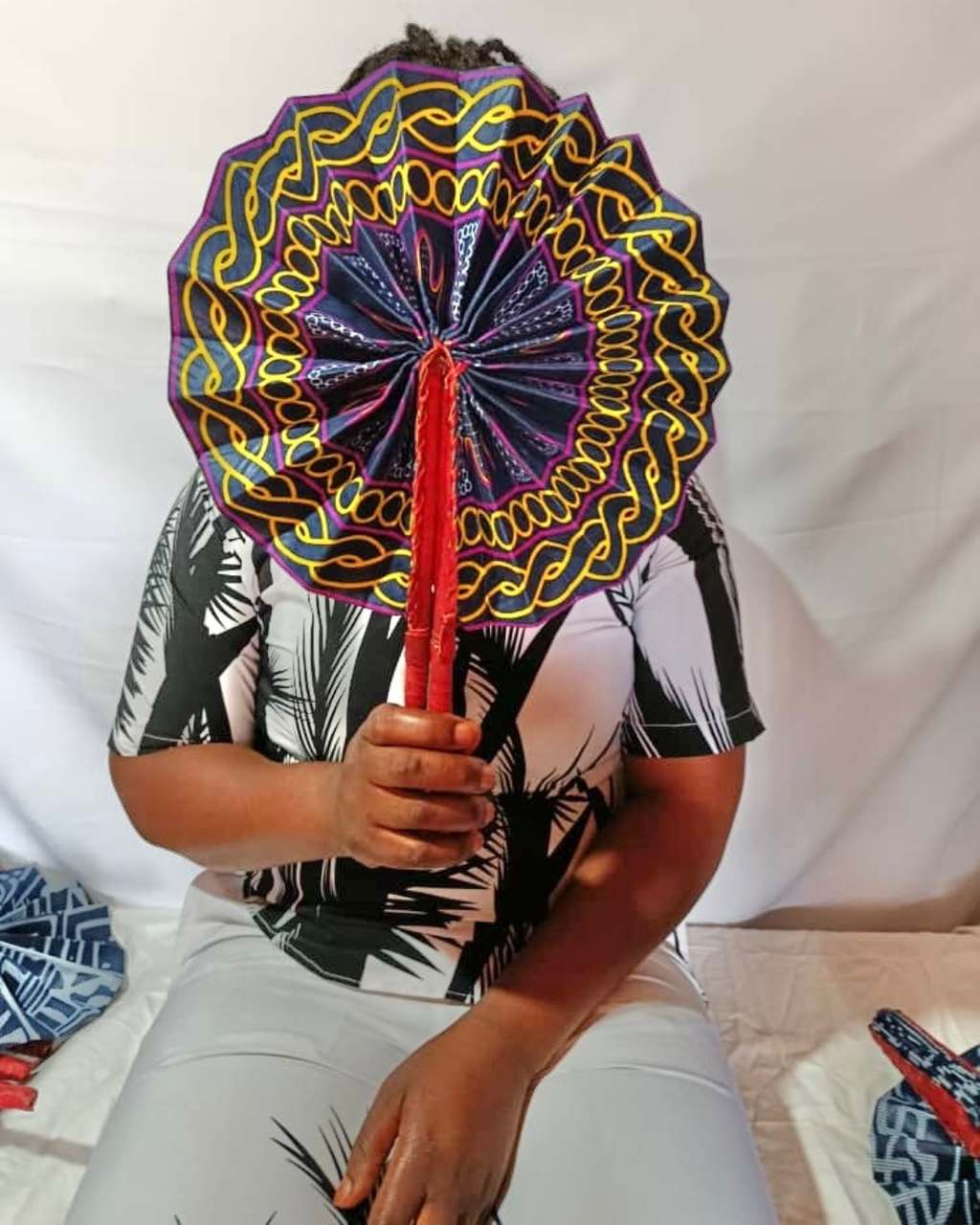 Foldable Toghu Hand Fan – Heritage Motifs | Handmade in Cameroon
