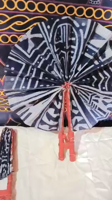 Foldable Bamilike Ndop Hand Fan – Heritage Motifs | Handmade in Cameroon